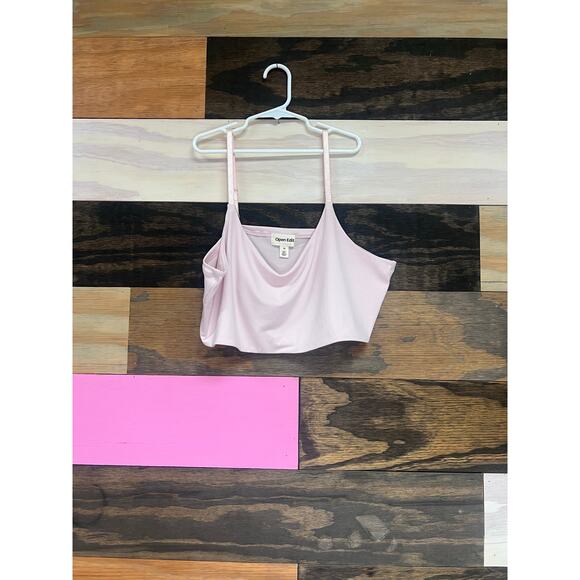 Open Edit Blush Pink Cowl-Neck Satin Cami – Women’s Plus 1X - Picture 1 of 3